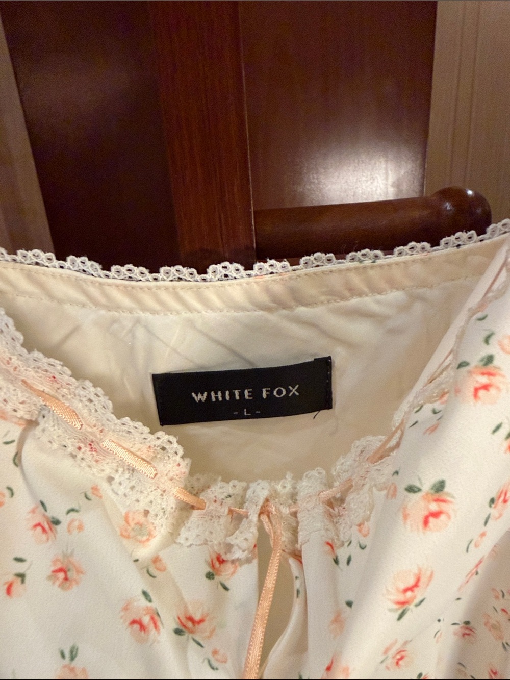 White Fox Boutique Cream Mini Dress with Peach Floral Print - Picture 2 of 4